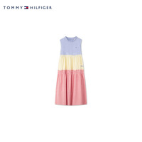 TOMMY HILFIGER24春夏童装女纯棉清新甜美条纹无袖连衣裙TH2422738 蓝黄粉条纹拼色106 M/150cm