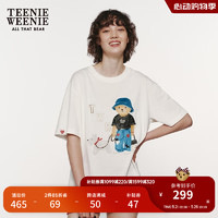 Teenie Weenie【男女同款】小熊T恤短袖女2024年夏季款宽松短袖T恤 象牙白 165/M