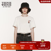 Teenie Weenie小熊2024夏季短袖T恤短款上衣时尚白色宽松休闲 象牙白 170/L