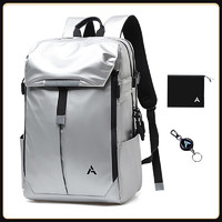 AIBAG 耀夜机能双肩包黑武士大容量旅行背包17英寸35升电脑包防水减震书包 银白色