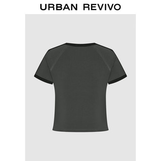URBAN REVIVO 夏季女装潮流休闲美式复古做旧感印花T恤 UWV440178 中灰 XS