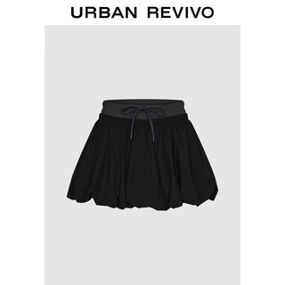 URBAN REVIVO 夏季女装甜酷风俏皮蓬蓬A字廓形短半裙 UWV540037 黑色 S