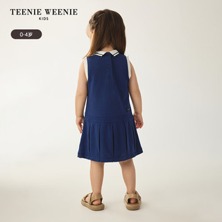 Teenie Weenie Kids小熊童装24夏季女宝宝无袖休闲翻领连衣裙 藏青色 80cm