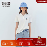 Teenie Weenie【凉感】小熊2024夏季翻领POLO衫短袖T恤上衣女 象牙白 175/XL