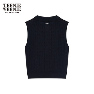 Teenie Weenie小熊2024年夏季针织背心修身时尚白色T恤上衣女 黑色 155/XS