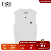Teenie Weenie小熊2024年夏季针织背心修身时尚白色T恤上衣女 白色 170/L