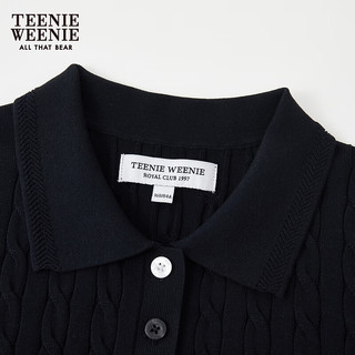Teenie Weenie小熊2024年夏季针织背心修身时尚白色T恤上衣女 黑色 160/S