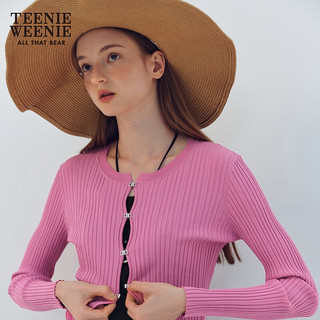 Teenie Weenie小熊2024夏季修身短款针织开衫金属扣外套粉色女 粉色 175/XL