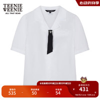 Teenie Weenie【送领结】小熊2024年夏季短袖衬衫学院风泡泡袖 白色 165/M