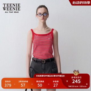 Teenie Weenie小熊2024年夏季条纹针织吊带外搭内穿打底多巴胺 红色 175/XL