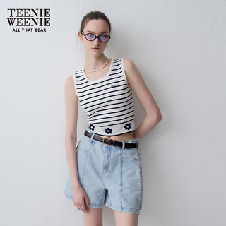 Teenie Weenie小熊2024年夏季条纹短款针织背心替换打底外穿女 撞色 165/M