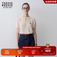 Teenie Weenie小熊2024年夏季镂空短袖针织薄款可爱少女感 乳白色 165/M