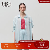 Teenie Weenie小熊卡通衬衫女2024夏季女衬衣 薄荷色 160/S