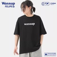 WASSUP FELIPE WASSUP纯棉T恤学院风运动短裤宽松夏季高街美式潮牌印花T恤