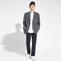 太平鸟男装 灰色西服韩版潮流西装套装休闲外套痞帅