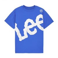 Lee 儿童纯棉短袖T恤2023新品夏季男女中大童学生大logo潮宽松打底衫 海蓝色 165