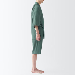 无印良品（MUJI） 男式 莱赛尔混 华夫格织 和式夏季短装男士睡衣家居服男款 烟熏绿色 L(上装175/100A 下装175/88A)