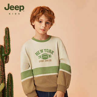 Jeep吉普女童卫衣春秋儿童卡通上衣男童上装中大童 浅杏 120cm 