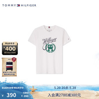 TOMMY HILFIGER24春夏童装女纯棉平纹学院风刺绣圆领短袖T恤TH2422713 白色658 6/120cm