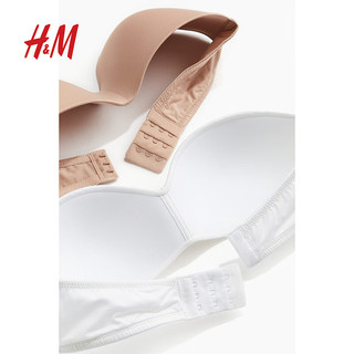 H&M女士文胸2024夏季2件装带衬垫细纤维抹胸式文胸1232210 白色/米色 A70