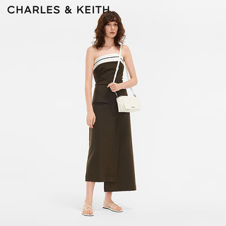 CHARLES&KEITH24夏简约纯色平底交叉条带凉鞋女CK1-70381055 粉白色Chalk 36