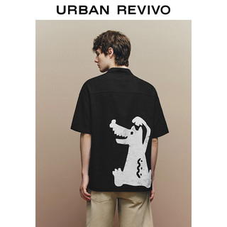 URBAN REVIVO 男士时髦休闲趣味图案短袖开襟衬衫 UML240045