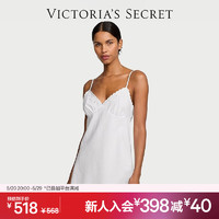 VICTORIA'S SECRET 气质V领简约花边舒适棉质女式吊带睡裙 95D1白色 11245344 XS