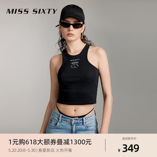 MISS SIXTY2024夏季无袖T恤女圆领修身显瘦外穿内搭甜辣性感 黑色 M