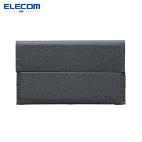 ELECOM 宜丽客 日本elecom名片盒便携商务男士女士名片卡包创意高档皮质 黑色