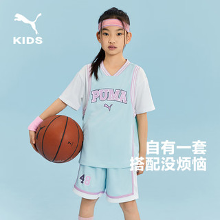 彪马（PUMA）儿童短袖套装吸湿速干时尚假两件运动男女童中大童T恤短袖套装 粉绿40301 165cm