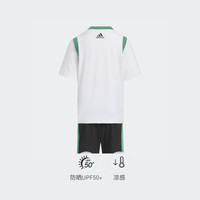 adidas凉感防晒UPF50+运动短袖套装男小童儿童夏季阿迪达斯轻运动 白/绿色/黑色/白 116CM