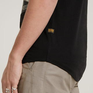 G-STAR RAW2024夏季男士高端t恤竹节棉短袖Nifous圆领印花打底衫D24683 黑色 XS