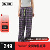 英克斯（inxx）ANGRY HUNGRY 宽松直筒格纹休闲裤女AHE1020006 紫色 L