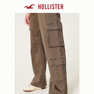 HOLLISTER24夏季美式4口袋高腰宽松休闲工装裤 女 KI356-4130 棕色 165/72A
