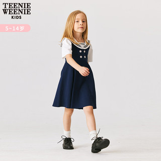 Teenie Weenie Kids小熊童装女童24年夏款复古海军风短袖连衣裙 藏青色 150cm