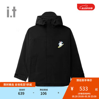 :CHOCOOLATE it 男装拉链连帽夹克2024春季潮流活力外套004870 BKX/黑色 3XL