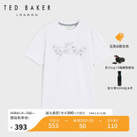 Ted Baker2024春夏简约印花圆领短袖T恤C41511 白色 3