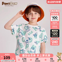 PawinPaw卡通小熊童装24年夏男女童满印短袖T恤休闲可爱 Green绿色/40 120