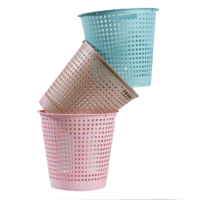 CHAHUA 茶花 塑料垃圾桶镂空卫生间厨房废纸篓家用大号客厅卧室 蓝绿色 小号废纸篓