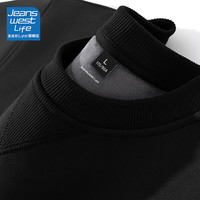 JEANSWEST LIFE真维斯加绒卫衣男秋冬季加厚保暖外套三角设计重磅灰色圆领上衣 【加绒款】黑/纯色 4XL【200-230斤】