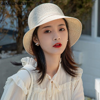 JIASHENGXI 帽子女夏薄款防晒遮阳帽女时尚洋气太阳凉帽可折叠渔夫帽 米色 可调节