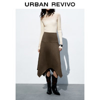 URBAN REVIVO UR2024春季新款女装法式气质通勤不规则高腰显瘦半裙UWH540009
