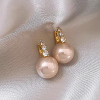粉色珍珠耳環女小眾設計感輕奢法式耳釘耳飾 珍珠耳環