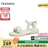 TEENMIX 天美意 商场同款简约休闲百搭一字带凉鞋女BG451BL3 米色 38