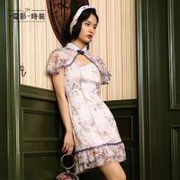 一电影一时装 电影时装老上海复古情怀蕾丝印花轻奢优雅修身礼服旗袍连衣裙
