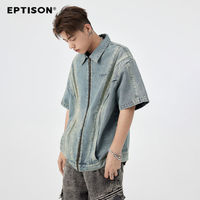 百亿补贴：EPTISON 衣品天成 美式复古潮流水洗牛仔外套男士夏季新款宽松休闲短袖上衣