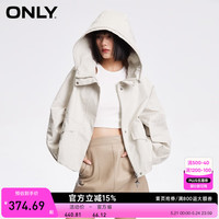 ONLY2024春季新款时尚休闲插肩袖短款连帽风衣外套女|124136002