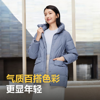 波司登（BOSIDENG）新年色冬季羽绒服女款连帽保暖休闲时尚外套B30145122B 森林腰果蓝5643 195/116B