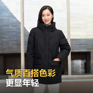 波司登（BOSIDENG）新年色冬季羽绒服女款连帽保暖休闲时尚外套B30145122B 【80%选择】黑色8056 175/100B