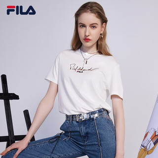 FILA 斐乐女士短袖T恤夏季休闲运动内搭t恤运动上衣潮 云菇白-WT 180/96A/XXL